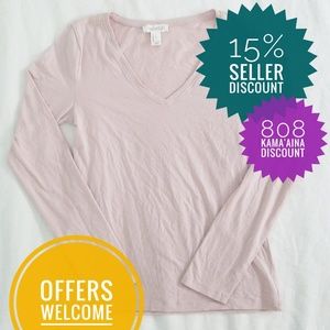 Forever 21 Basic Long-Sleeved Tee (L) in Blush